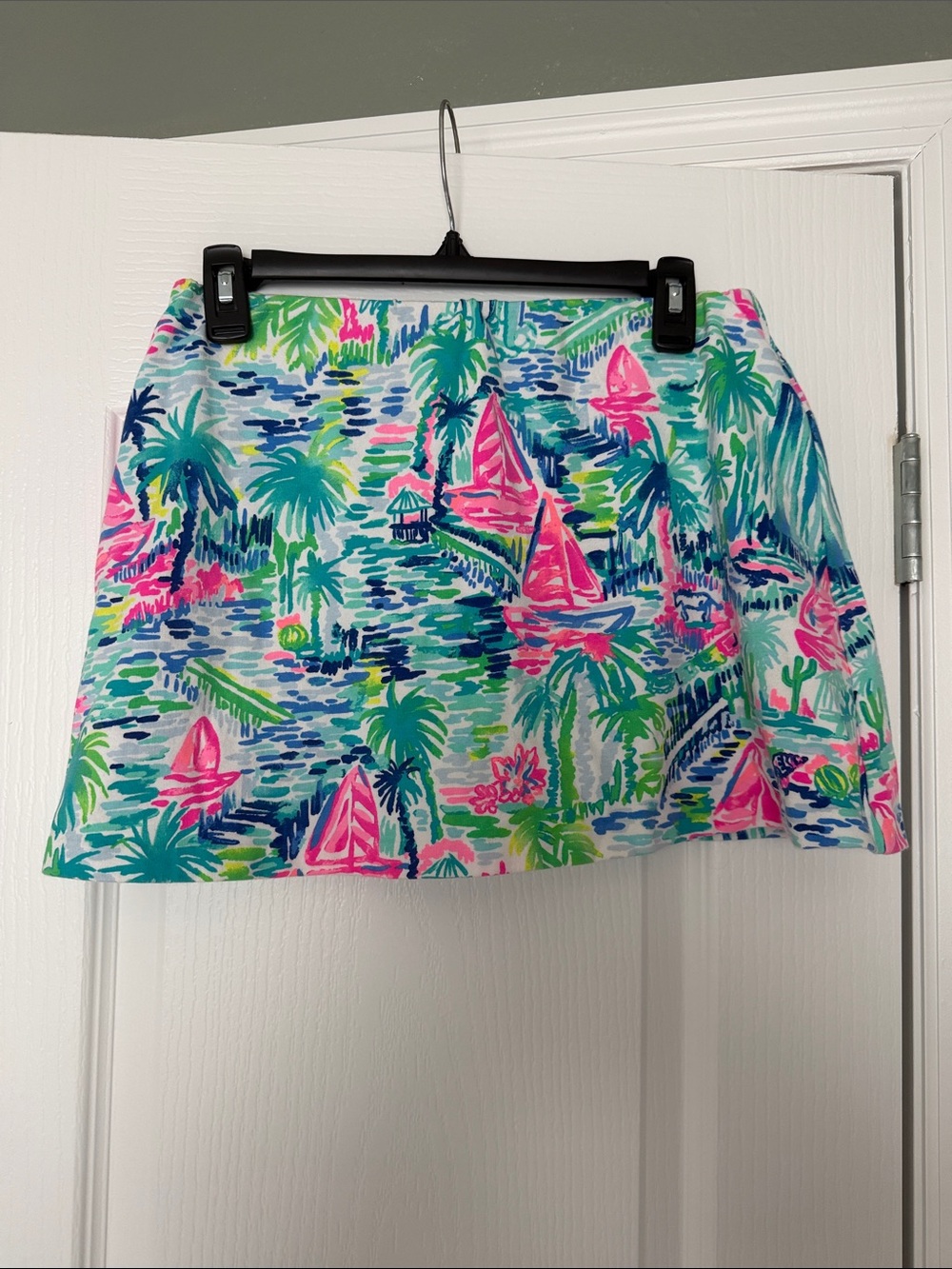 Lilly Pulitzer Pink & Aqua Sailboat Print Mini Skirt